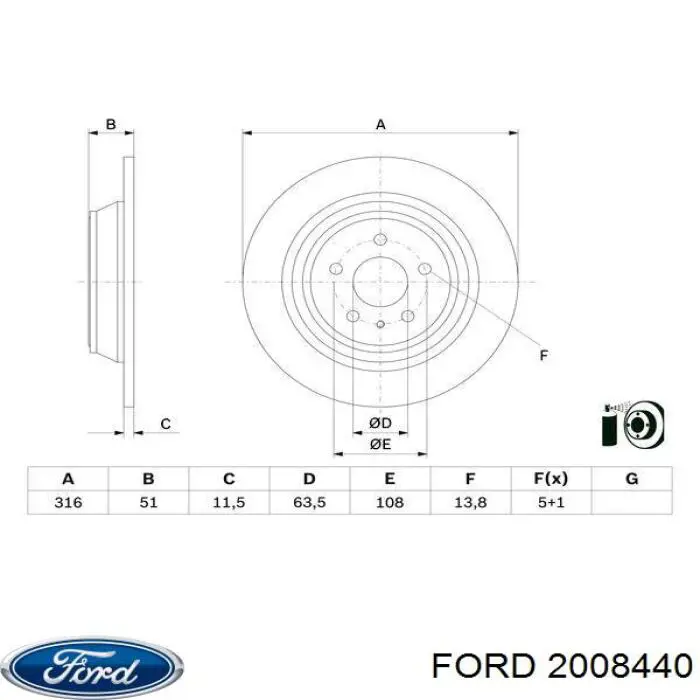Do koszyka 2008440 Ford Tarcza hamulcowa tylna