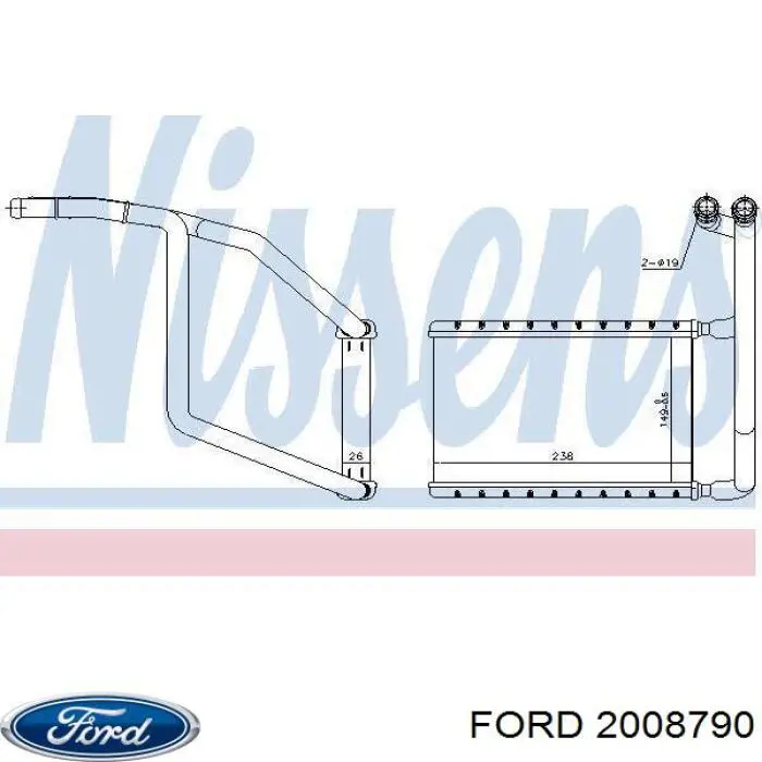 Chłodnica nagrzewnicy (ogrzewacza) Ford 2008790 cena, od 86,83 USD