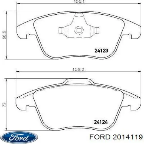 Klocki hamulcowe przednie tarczowe Ford 2014119 cena, od 35,56 USD