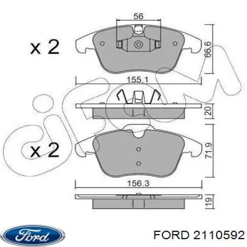 Do koszyka 2110592 Ford Klocki hamulcowe przednie tarczowe