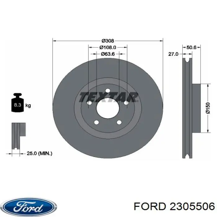 Tarcza hamulcowa przednia Ford 2305506 cena, od 74,91 USD