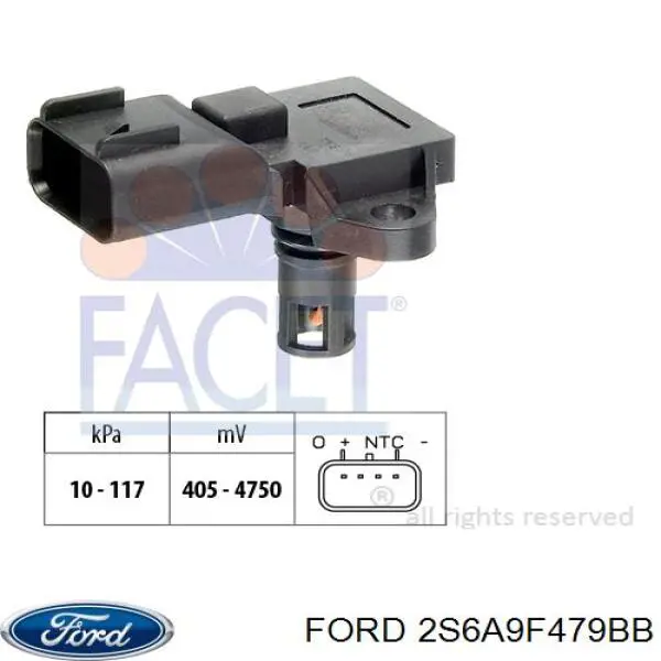 2S6A9F479BB Ford czujnik ciśnienia w kolektorze ssącym, map