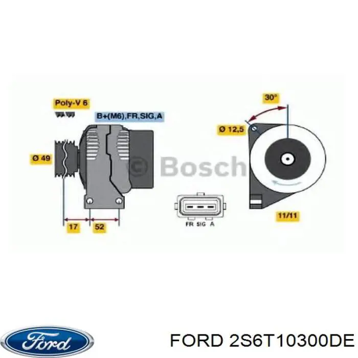 2S6T10300DE Ford alternator