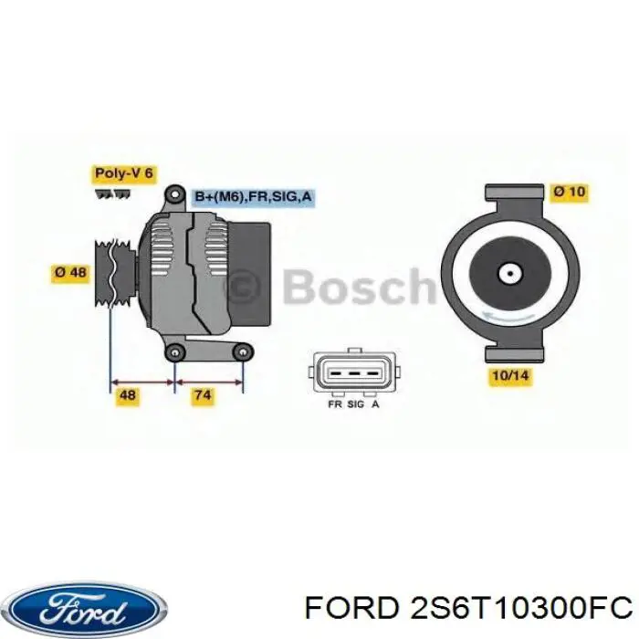 Do koszyka 2S6T10300FC Ford Alternator