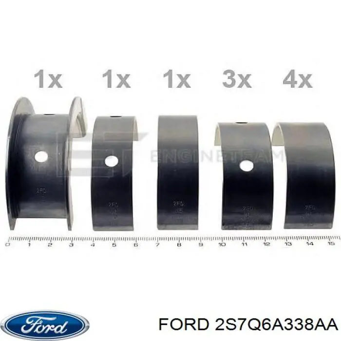 2S7Q6A338AA Ford Panewki główne wału korbowego, zestaw, standardowe (STD)