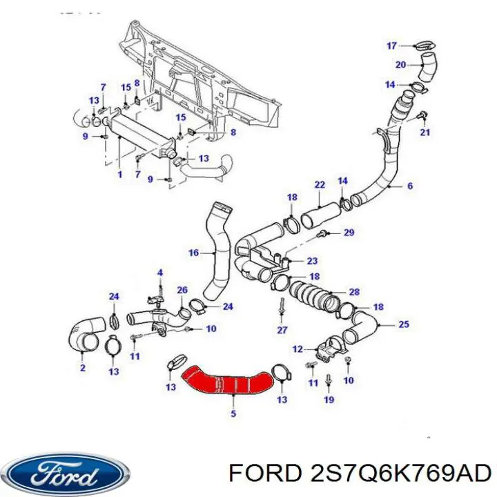 2S7Q6K769AD Ford Przewód (króciec) intercoolera