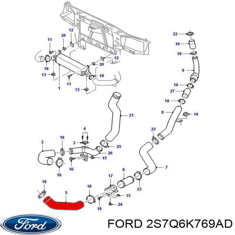 Przewód (króciec) intercoolera Ford 2S7Q6K769AD cena, od 46,03 USD
