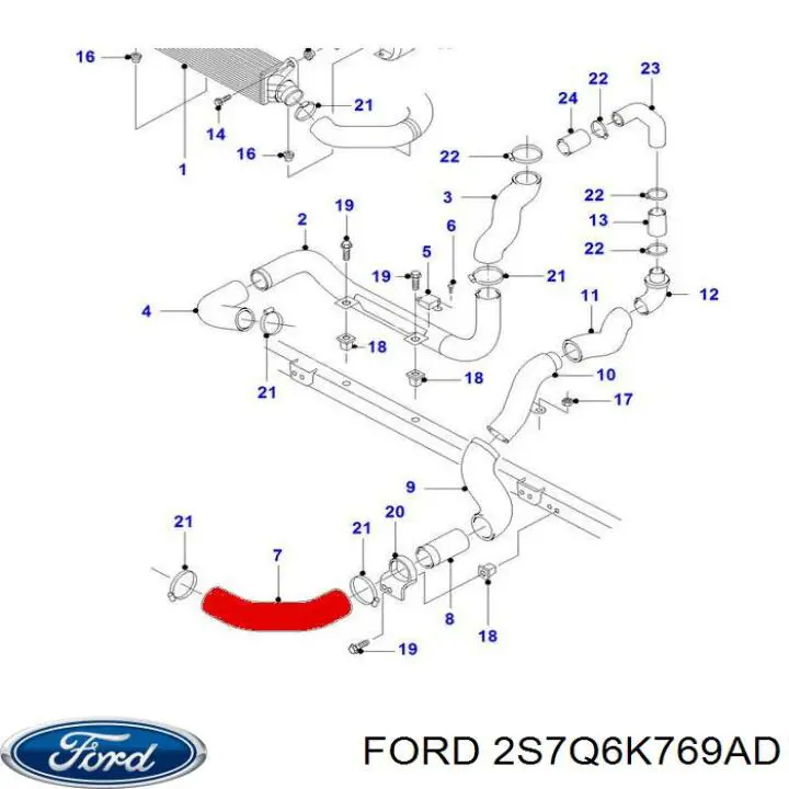 Do koszyka 2S7Q6K769AD Ford Przewód (króciec) intercoolera