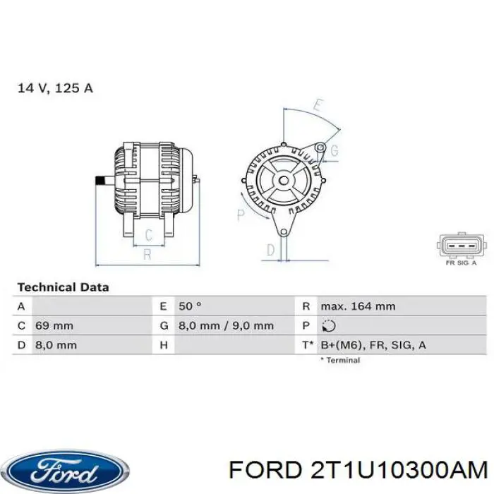 Alternator 2T1U10300AM Ford