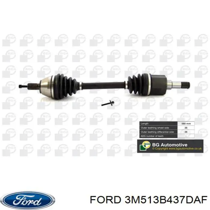 3M513B437DAF Ford Półoś napędowa przednia lewa