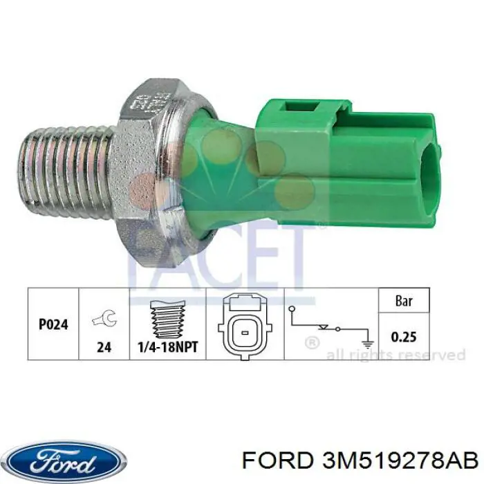 Czujnik ciśnienia oleju 3M519278AB Ford