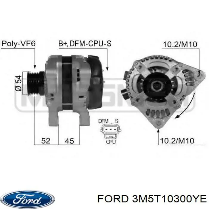 3M5T10300YE Ford Alternator