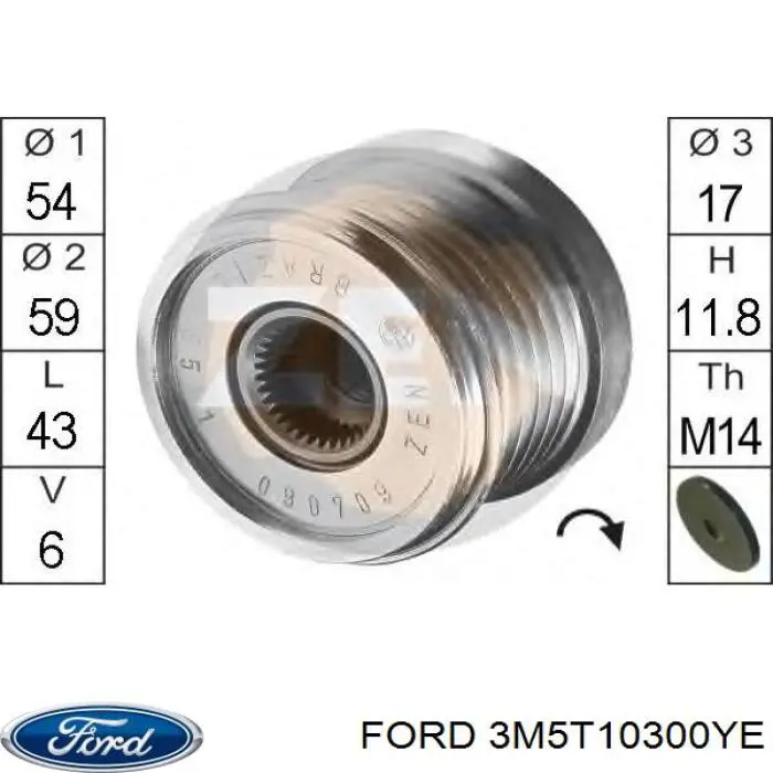 Alternator Ford 3M5T10300YE cena, od 123,67 USD