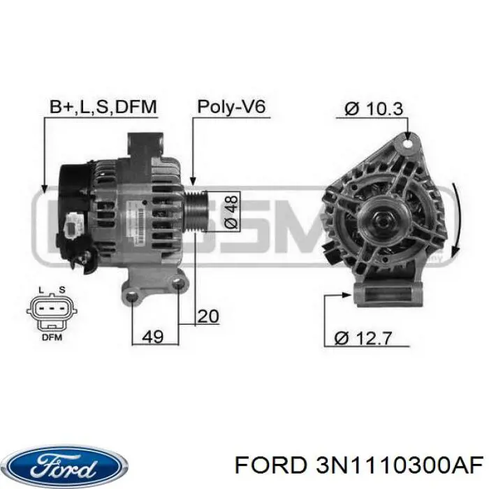 Alternator 3N1110300AF Ford
