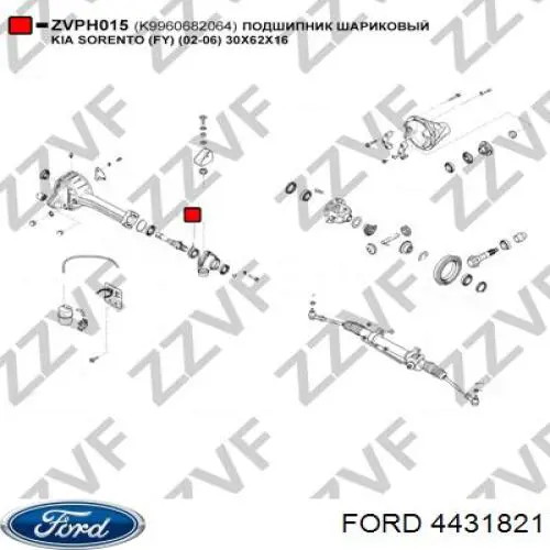 Do koszyka 4431821 Ford Łożysko podwieszane półosi przedniej