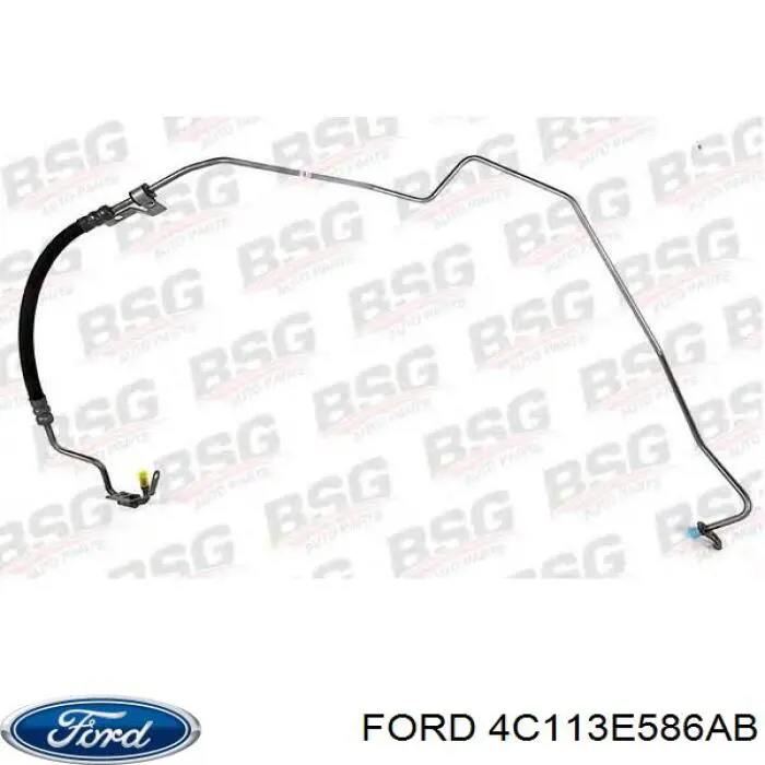 4C113E586AB Ford Przewód hydraulicznego układu wspomagania wysokiego ciśnienia, od pompy do maglownicy (mechanizmu)