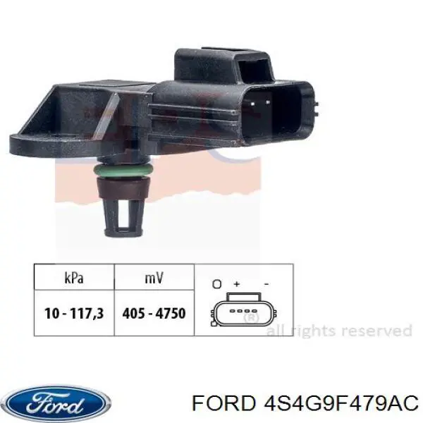 4S4G9F479AC Ford Czujnik ciśnienia w kolektorze ssącym, MAP