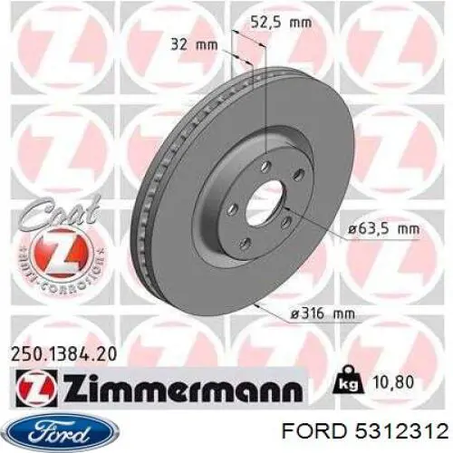 Tarcza hamulcowa przednia Ford 5312312 cena, od 63,06 USD