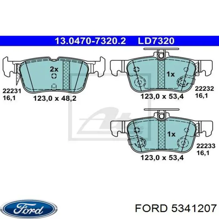5341207 Ford Okładziny (klocki) do hamulców tarczowych tylne
