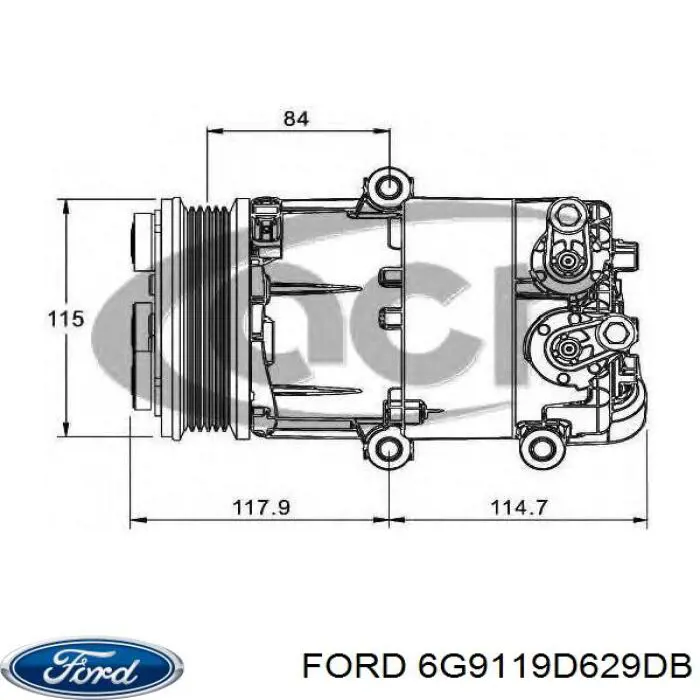 Sprężarka klimatyzacji Ford 6G9119D629DB cena, od 189,04 USD
