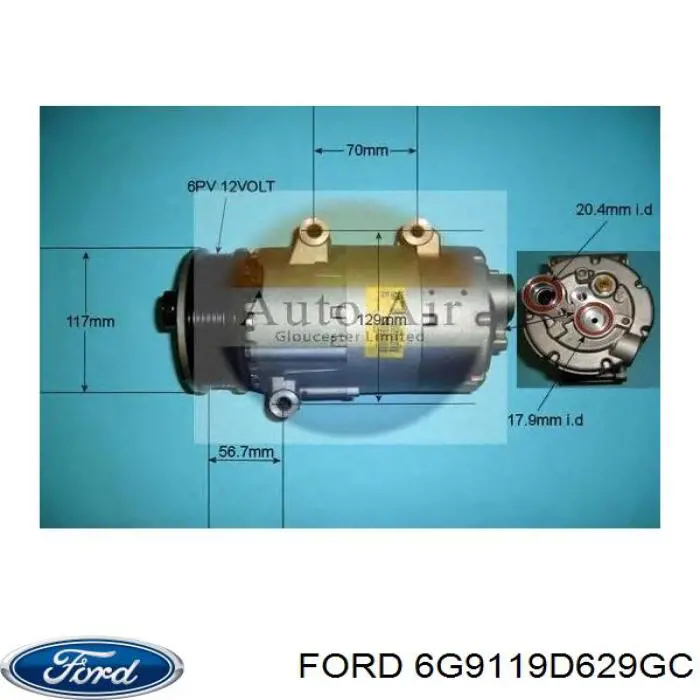 Do koszyka 6G9119D629GC Ford Sprężarka klimatyzacji
