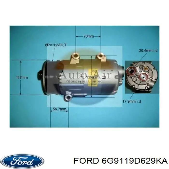 6G9119D629KA Ford Sprężarka klimatyzacji