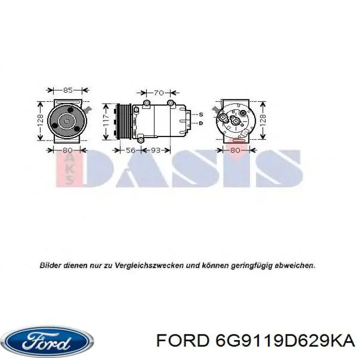 Do koszyka 6G9119D629KA Ford Sprężarka klimatyzacji