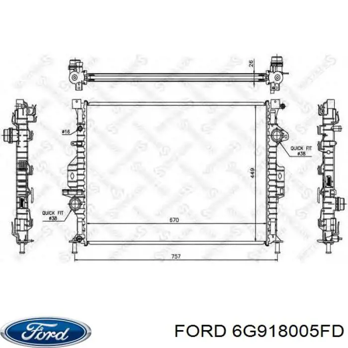 Chłodnica silnika 6G918005FD Ford