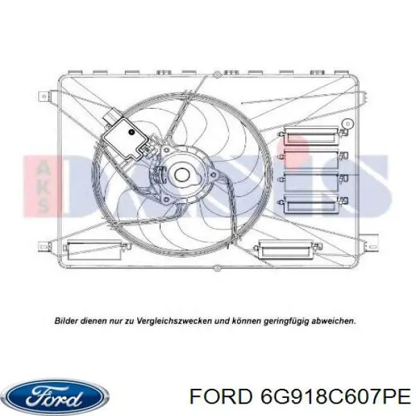6G918C607PE Ford Dyfuzor chłodnicy, w komplecie z silnikiem i wirnikiem