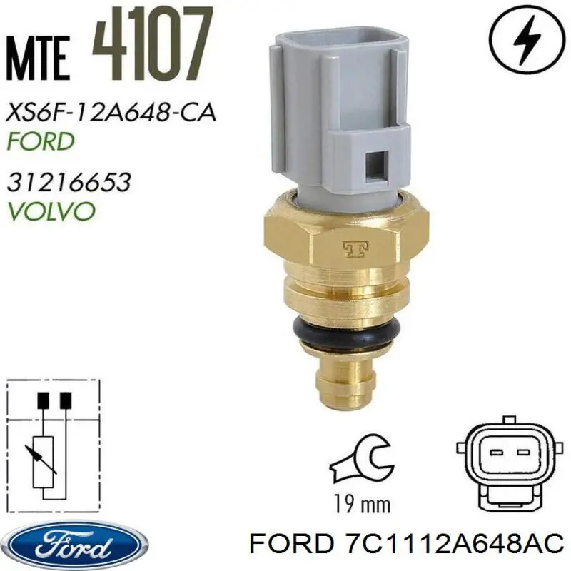 Do koszyka 7C1112A648AC Ford Czujnik temperatury płynu chłodzącego