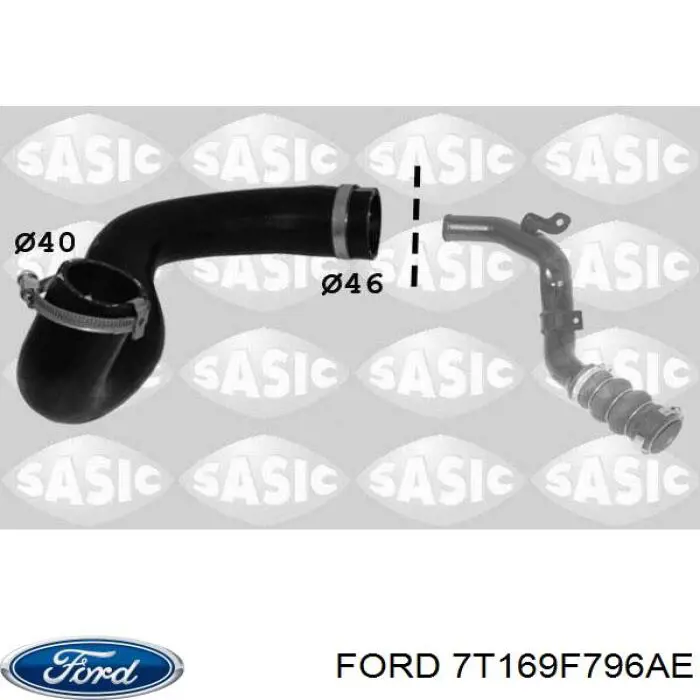7T169F796AE Ford Przewód (króciec) intercoolera