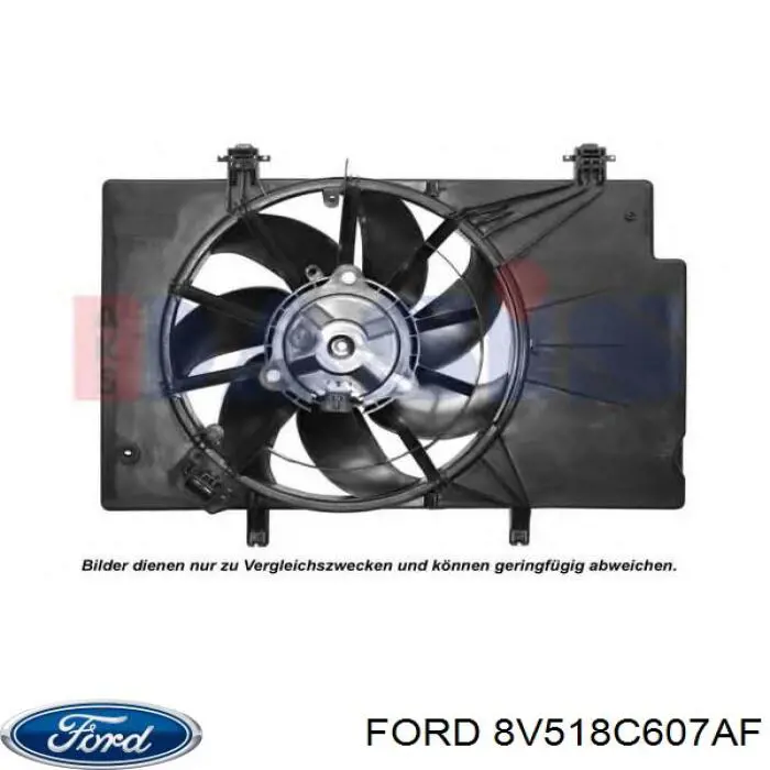 Do koszyka 8V518C607AF Ford Dyfuzor chłodnicy, w komplecie z silnikiem i wirnikiem
