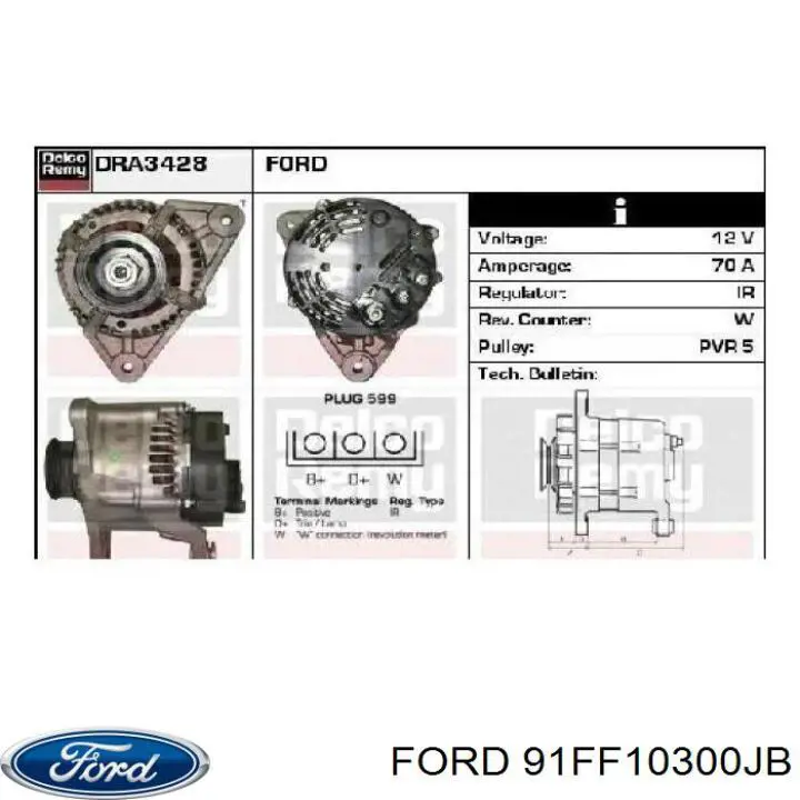 Alternator 91FF10300JA Ford
