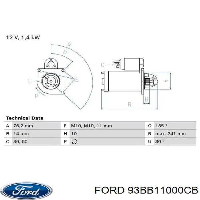 Rozrusznik Ford 93BB11000CB cena, od 45,97 USD