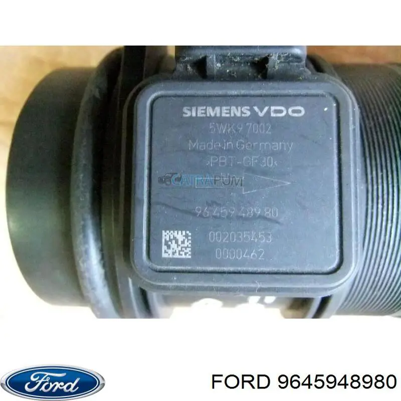 Do koszyka 9645948980 Ford Czujnik przepływu powietrza, przepływomierz powietrza M.A.F.
