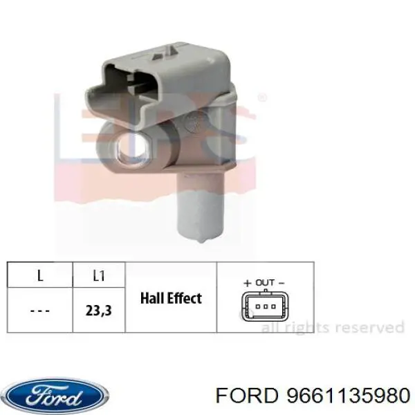 Do koszyka 9661135980 Ford Czujnik położenia wałka rozrządu