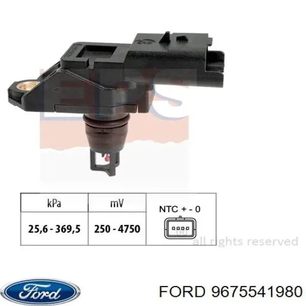 Czujnik ciśnienia w kolektorze ssącym, MAP Ford 9675541980 cena, od 49,53 USD