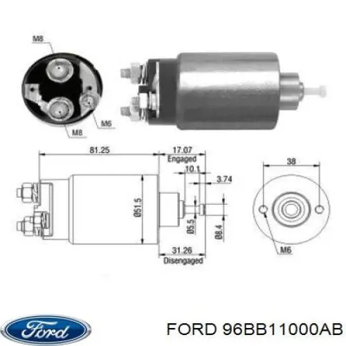 Rozrusznik Ford 96BB11000AB cena, od 70,08 USD