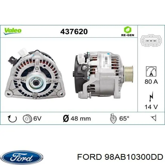 Alternator Ford 98AB10300DD cena, od 114,53 USD