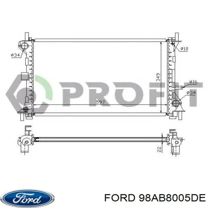 Do koszyka 98AB8005DE Ford Chłodnica silnika