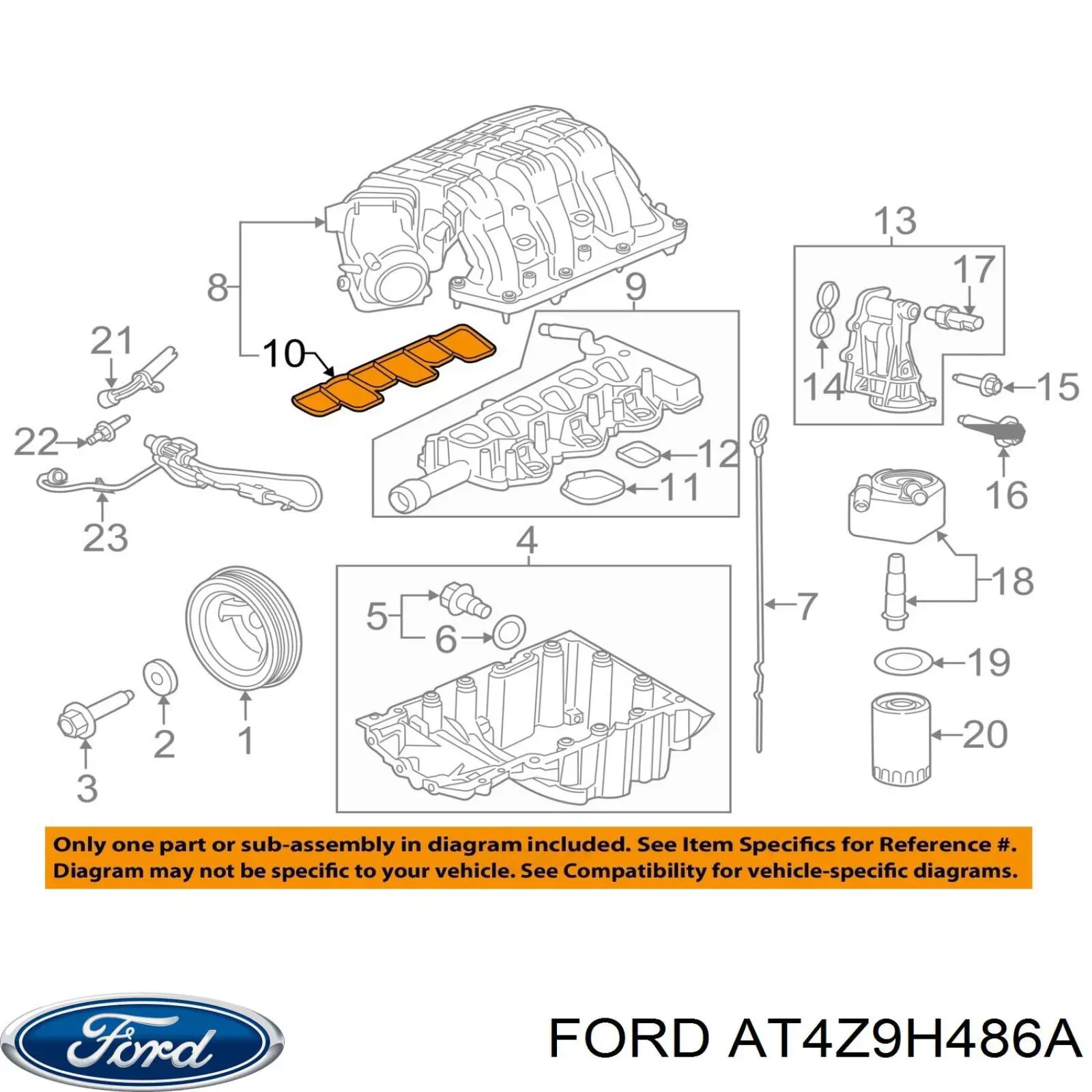 Uszczelka kolektora ssącego górna Ford AT4Z9H486A cena, od 47,60 USD