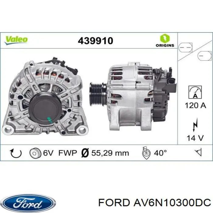 Alternator AV6N10300DC Ford