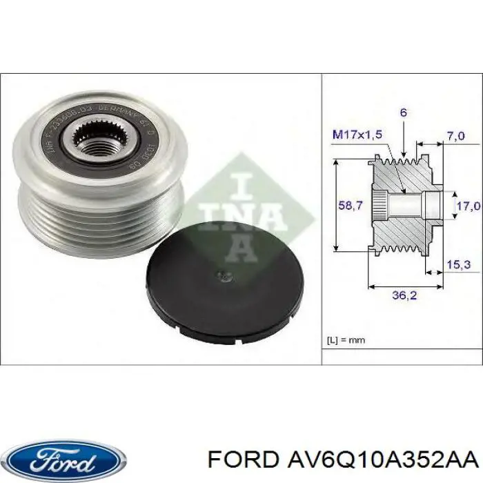Koło pasowe alternatora Ford AV6Q10A352AA cena, od 36,20 USD