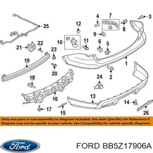 BB5Z17906A Ford Wzmocnienie zderzaka tylnego
