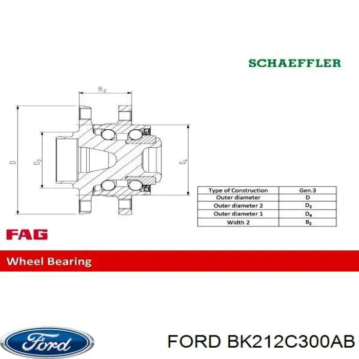 Piasta przednia Ford BK212C300AB cena, od 97,26 USD