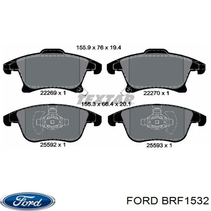 BRF1532 Ford Klocki hamulcowe przednie tarczowe