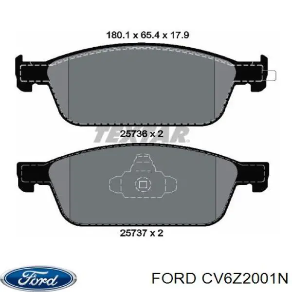 Klocki hamulcowe przednie tarczowe Ford CV6Z2001N cena, od 28,06 USD