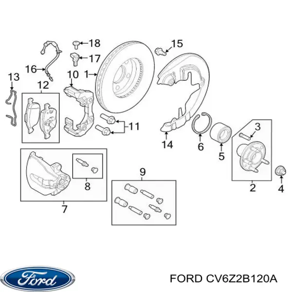 CV6Z2B120A Ford Zacisk hamulcowy przedni prawy