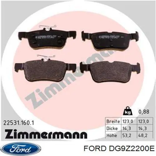 Okładziny (klocki) do hamulców tarczowych tylne Ford DG9Z2200E cena, od 24,86 USD