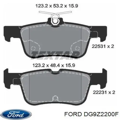 Okładziny (klocki) do hamulców tarczowych tylne Ford DG9Z2200F cena, od 26,52 USD